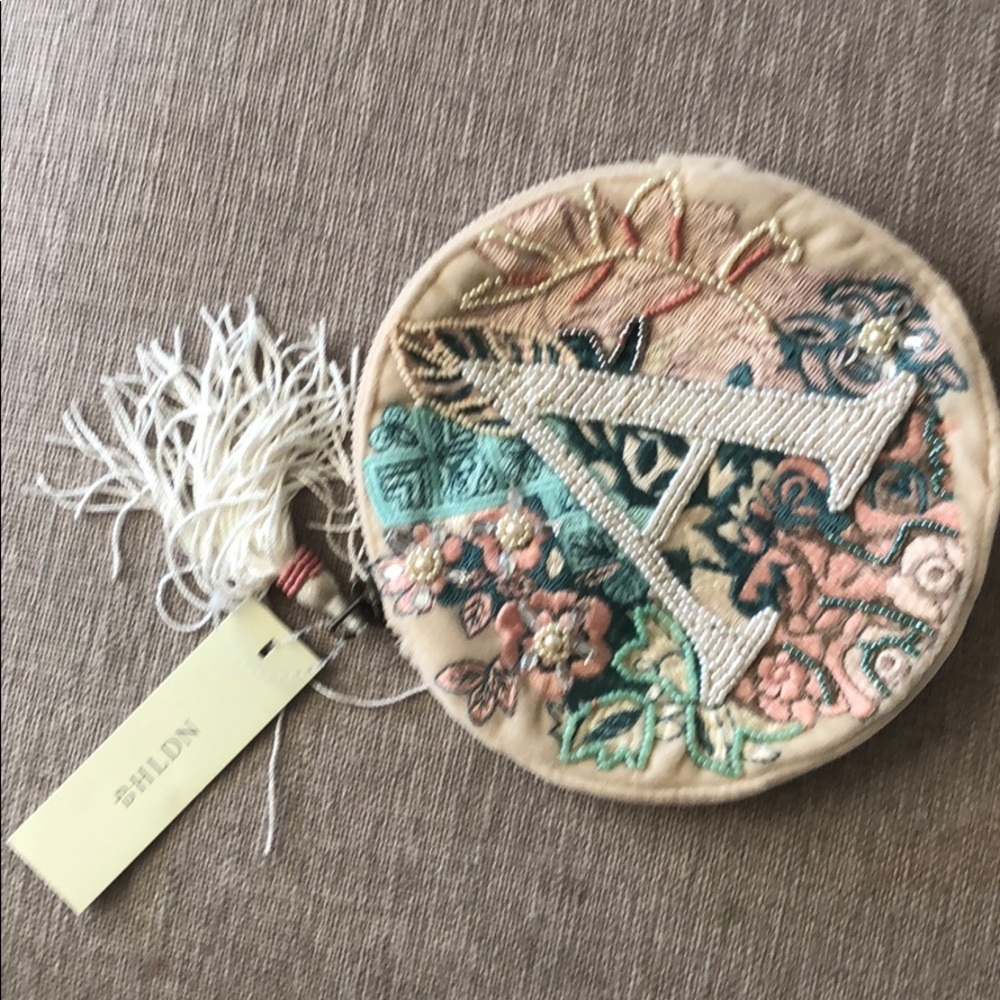 NWT Beaded Monogram Anthropologie/BHLDN Pouch